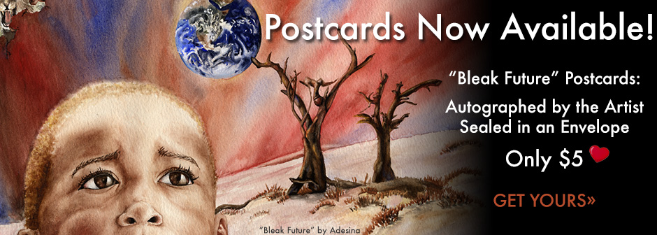 Adesina Sanchez's Bleak Future painting for sale as postcards