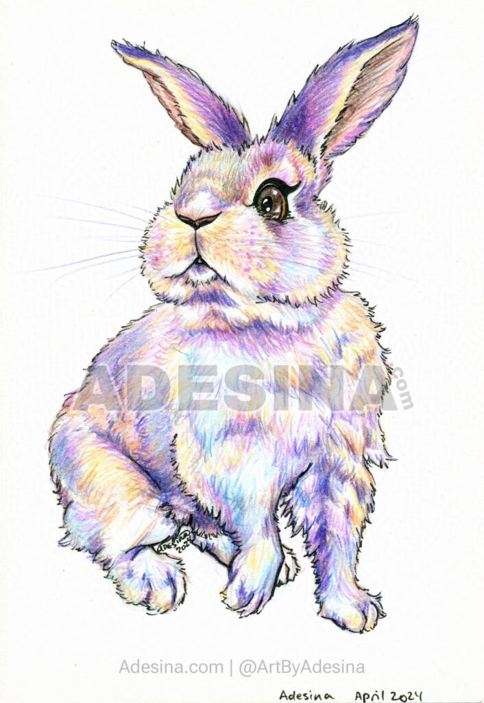 Hallucinogenic Hare - Rabbit drawing by Artist Adesina