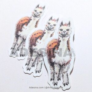 3 Die-cut Vinyl Alpaca drawing stickers by Artist Adesina