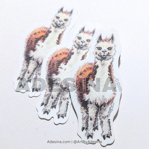 3 Die-cut Vinyl Alpaca drawing stickers by Artist Adesina