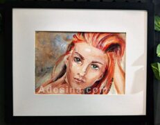 Photo of framed painting La Mirada 2 by Artist Adesina