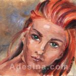 Close up photo of painting La Mirada 2 by Artist Adesina